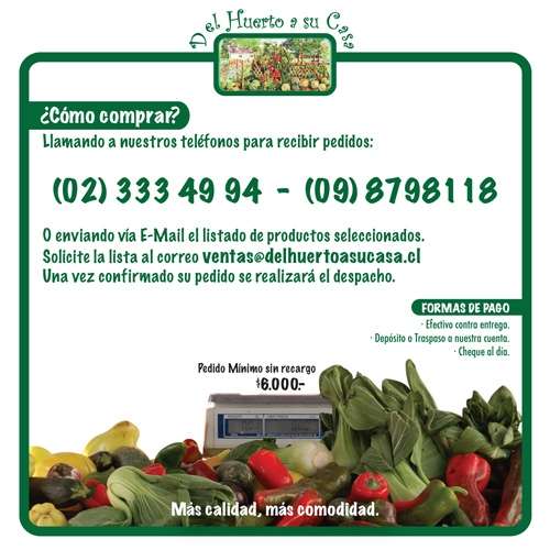 Frutas y verduras a domicilio del huerto a su casa en Región