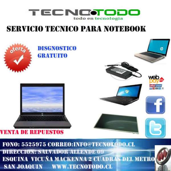 Servicio Tecnico Para Notebook Y Netbook En Región Metropolitana