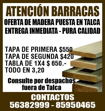 Madera tabla tapa pino excelente calidad en Talca - Otros Artículos | 482832