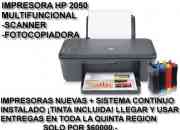 Impresora hp 2050 + sistema continuo + tintas + g…, usado segunda mano  Chile